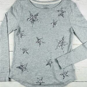 Talbots Light Gray Sequin Star Sweater T like material Small